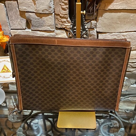 Celine Macadam Large Brown Clutch Bag PVC Leather - Picture 2 of 7